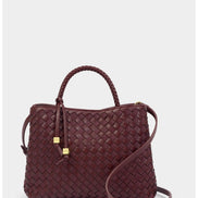 Nova Woven Top Handle Bag- Burgundy