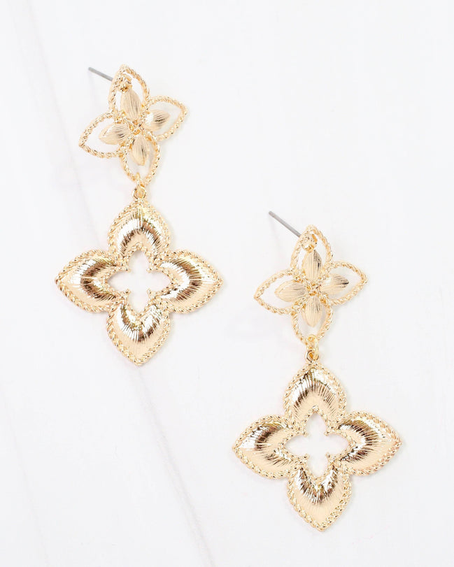 Quatrefoil Dangle Earrings – Gold