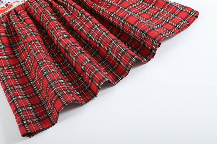 Santa’s Sleigh Smocked Plaid Dress