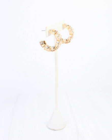 Kadis Crystal Hoop Earring Champagne