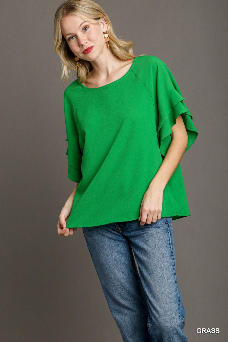 Radiant Ruffle Sleeve Blouse