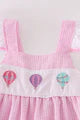 Pink Seersucker Hot Air Balloon Embroidery Dress
