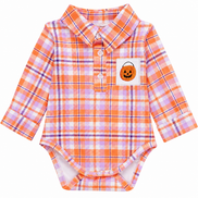 Jack-o'-Lantern Basket Embroidered Plaid Bubble