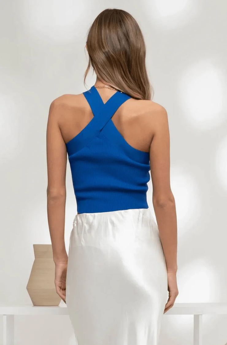 Cross Halter Neck Knit Sweater