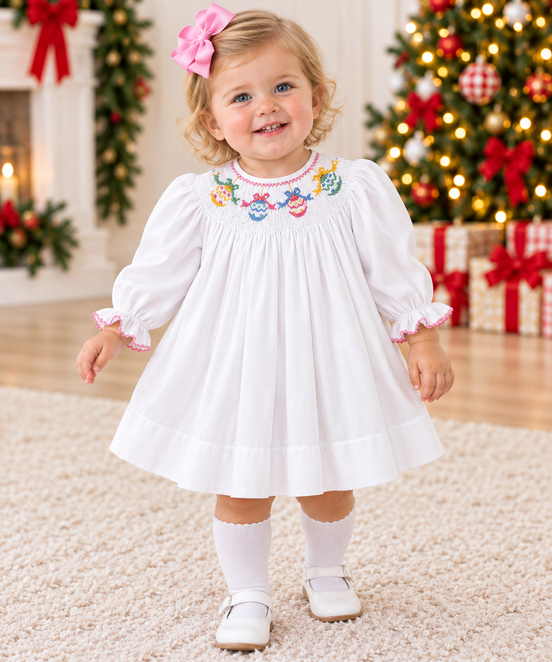 Ornament Long Sleeve Bishop Dress