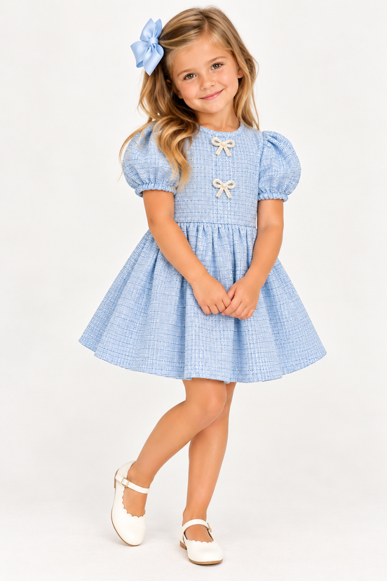 Light Blue Tweed Dress