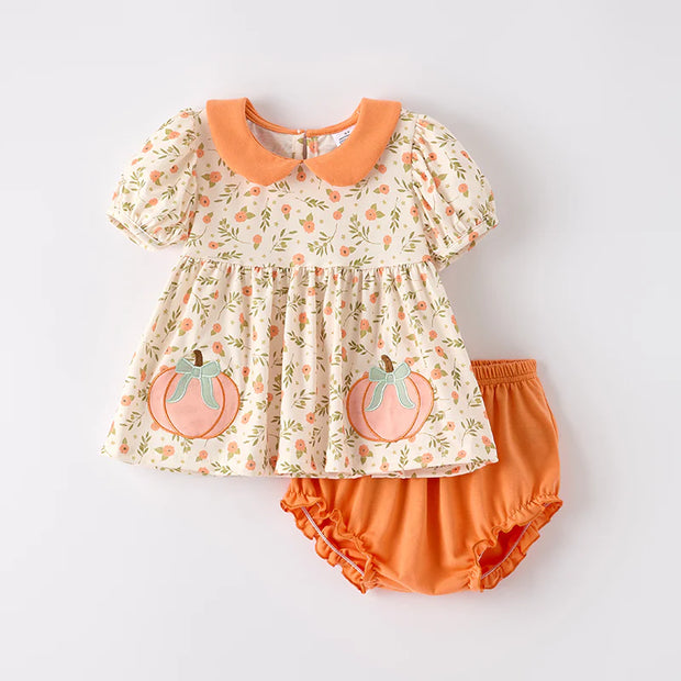 Pumpkin Rose Dress & Bloomers