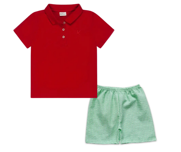 Red and Green Seersucker Set