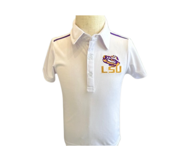 White Game Day Polo – LSU Tigers Edition