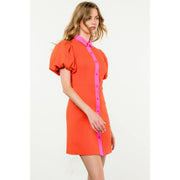 “Marigold” Puff Sleeve Button-Up Dress