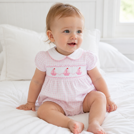 Ahoy Baby Smocked Bubble - Pink