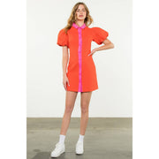 “Marigold” Puff Sleeve Button-Up Dress