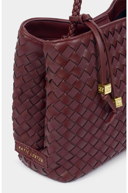 Nova Woven Top Handle Bag- Burgundy