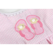 Pink Seersucker Pom Pom Flipflops Dress