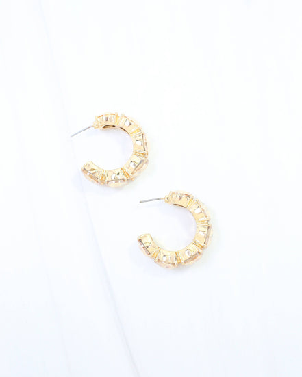 Kadis Crystal Hoop Earring Champagne