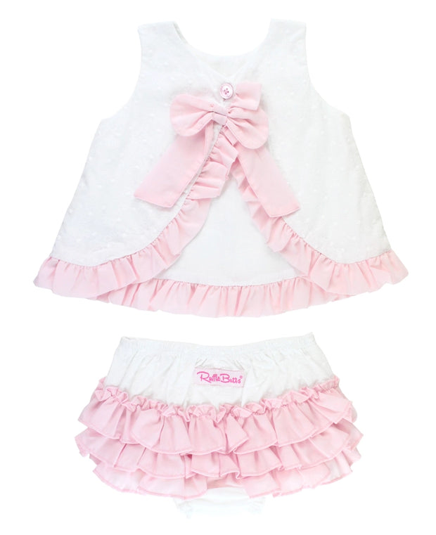 White and Pink Swiss Dot Swing Set