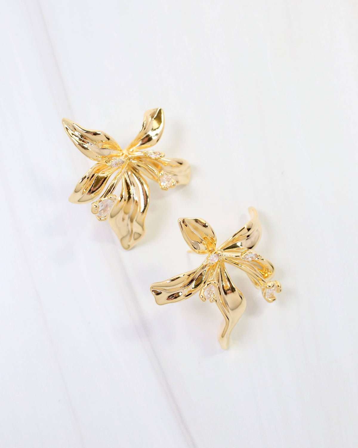 Millburn CZ Flower Earrings – Gold
