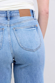 Judy Blue-High Waisted Vintage Wash Retro Wide Leg Jeans