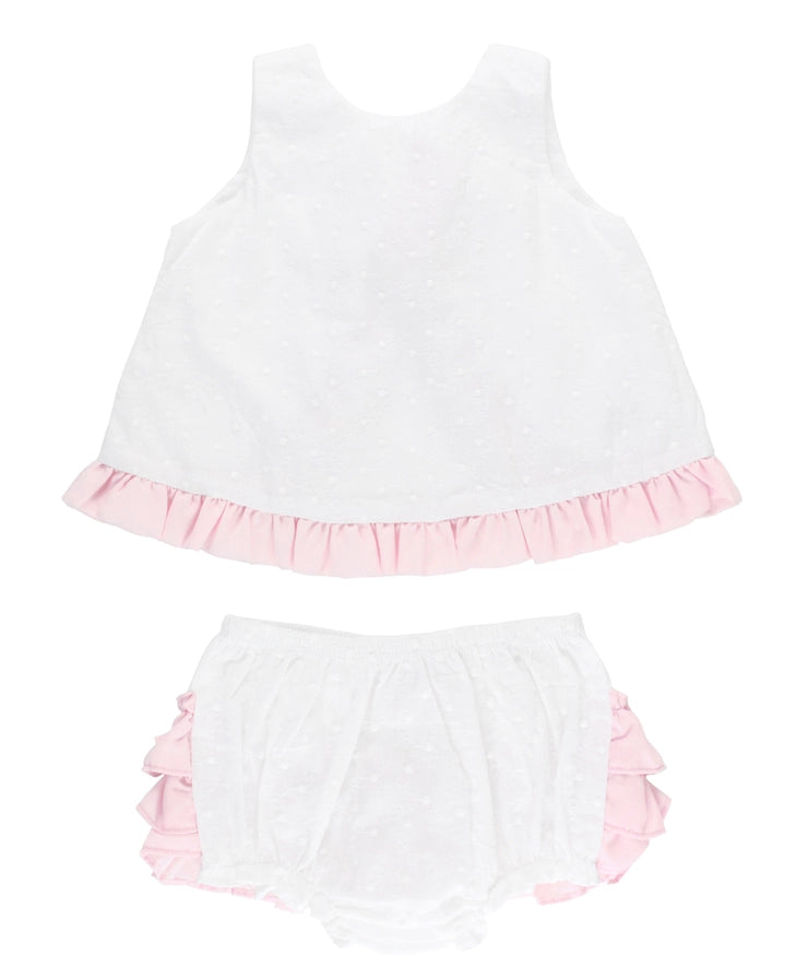 White and Pink Swiss Dot Swing Set