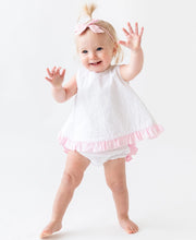 White and Pink Swiss Dot Swing Set