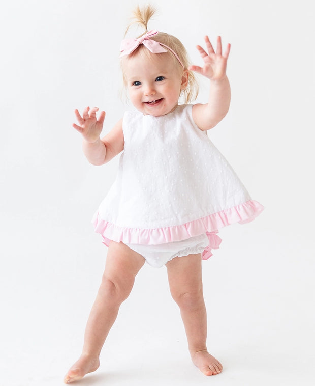 White and Pink Swiss Dot Swing Set