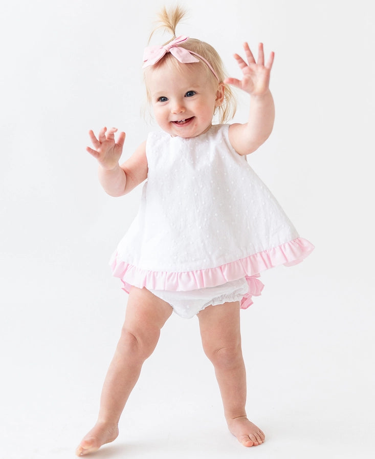 White and Pink Swiss Dot Swing Set
