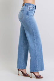Judy Blue-High Waisted Vintage Wash Retro Wide Leg Jeans