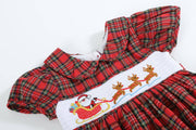 Santa’s Sleigh Smocked Plaid Dress