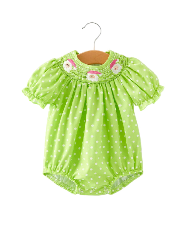 Jolly Dots Santa Smocked Romper
