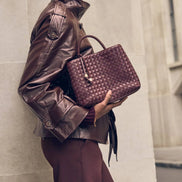 Nova Woven Top Handle Bag- Burgundy