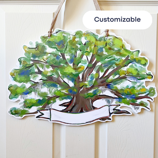 Customizable Oak Tree Door Hanger Pretty Outdoor Decor