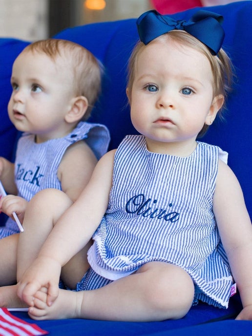 Blue Seersucker Swing Set