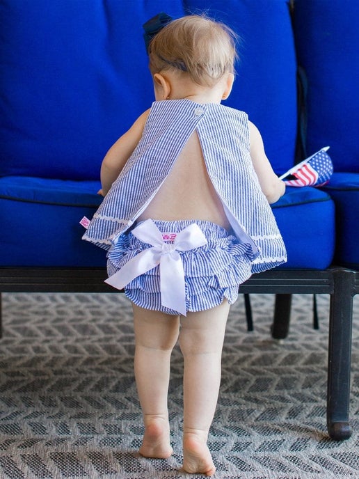 Blue Seersucker Swing Set