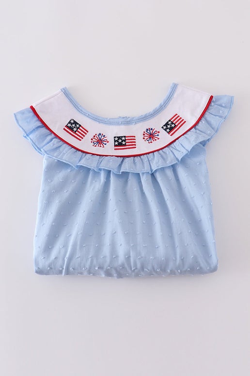 Blue Swiss Dot American Flag Dress
