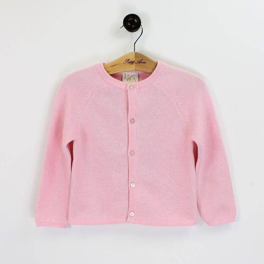 Pink Purl Knit Cardigan Sweater